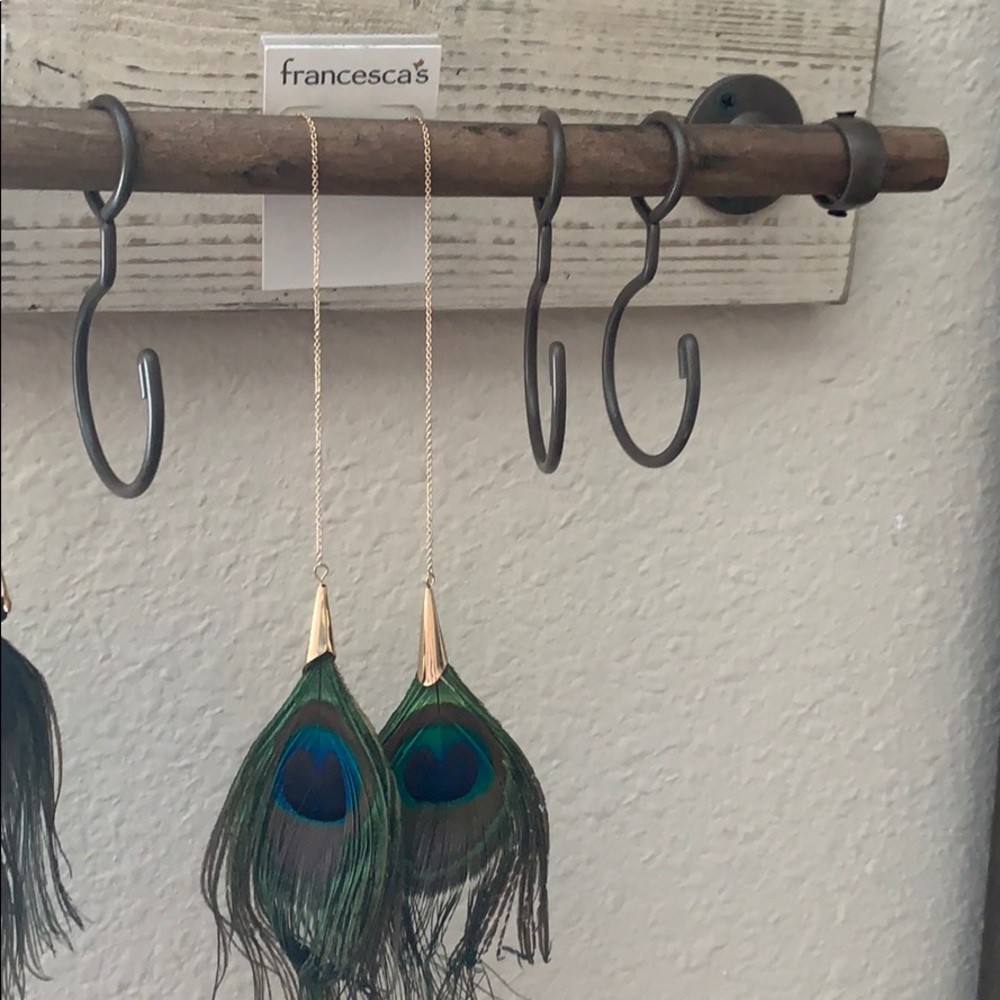 Long Peacock Feather Earrings NEVER WORN